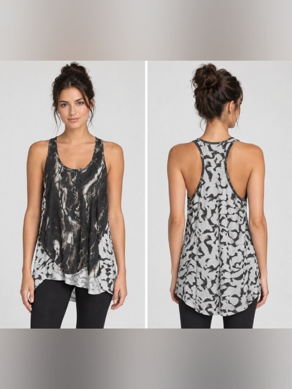 Carmen Marc Valvo Scoop Neck Racerback Draped Layered Tank Top Sz M